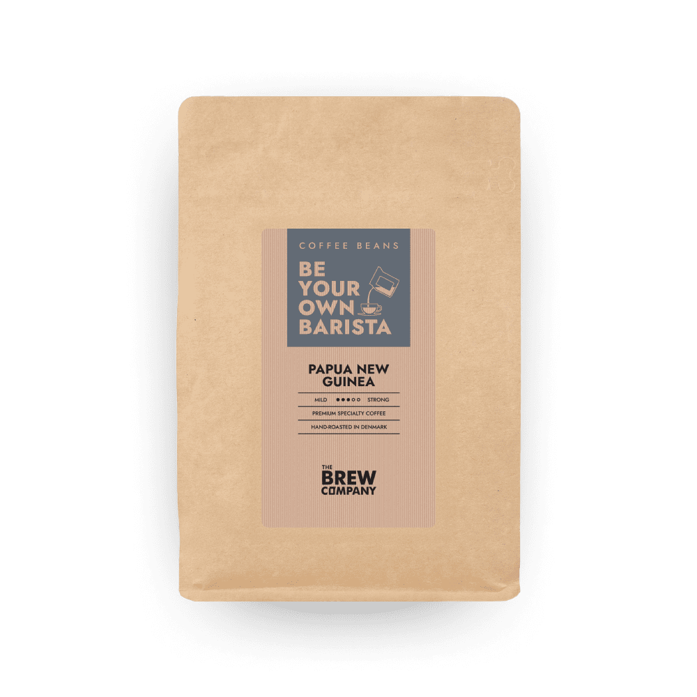 Papua New Guinea whole bean coffee in sustainable and eco-friendly kraft paper packaging