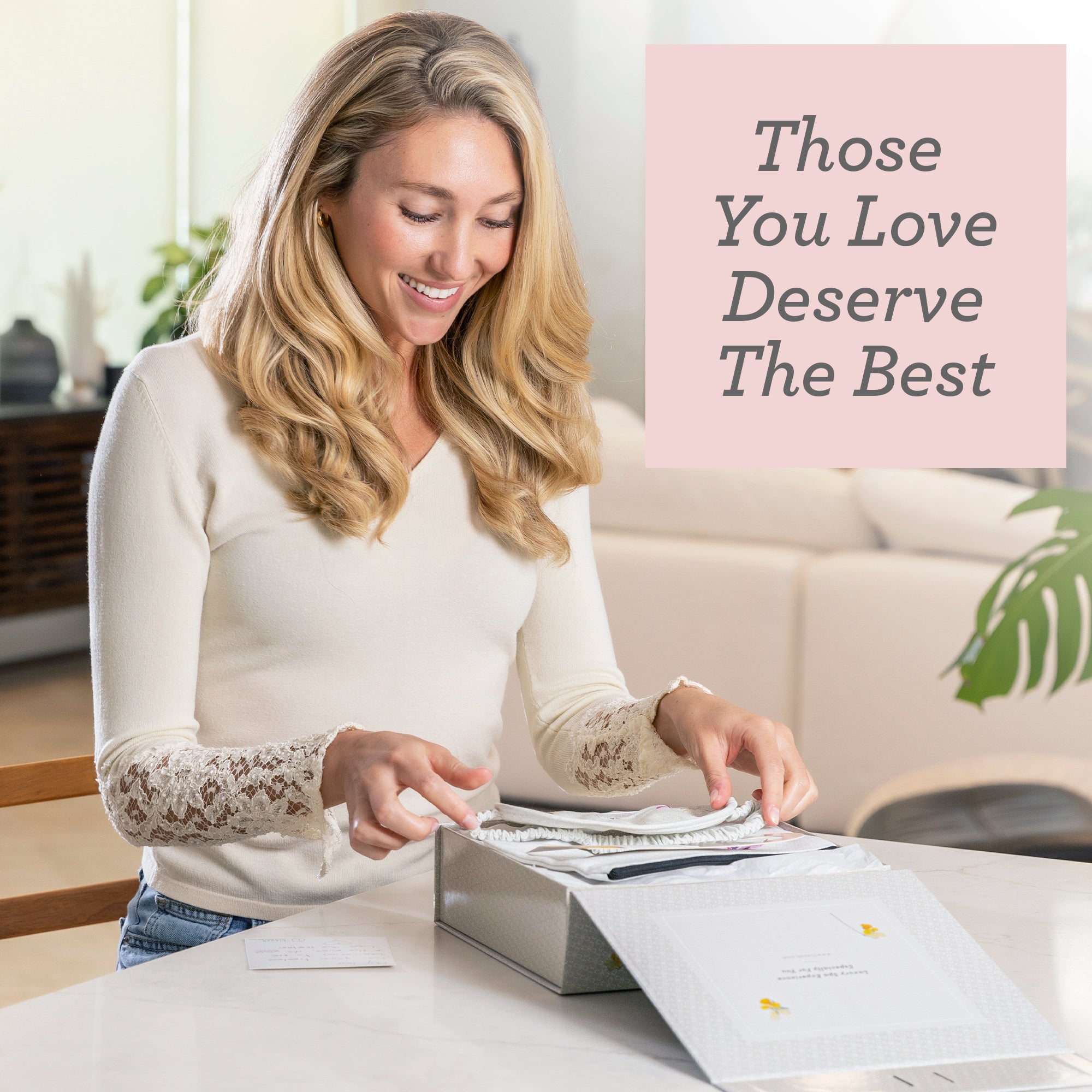 Mom care package gift box with water bottle, socks, scented candle, notebook, and succulent plant — view 4
