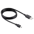 Black 1.5m USB to mini 5-pin type B sync cable for data transfer and charging