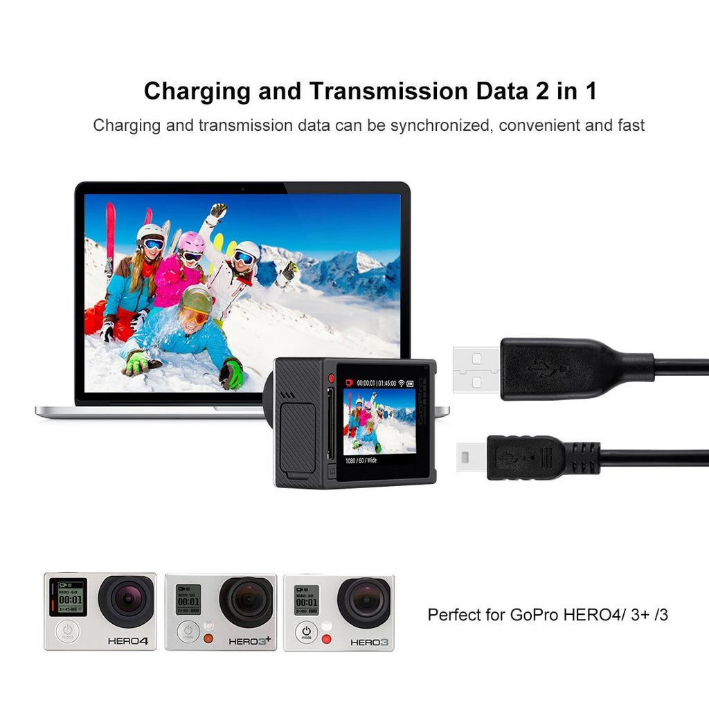 Black 1.5m USB to mini 5-pin type B sync cable for data transfer and charging — view 2