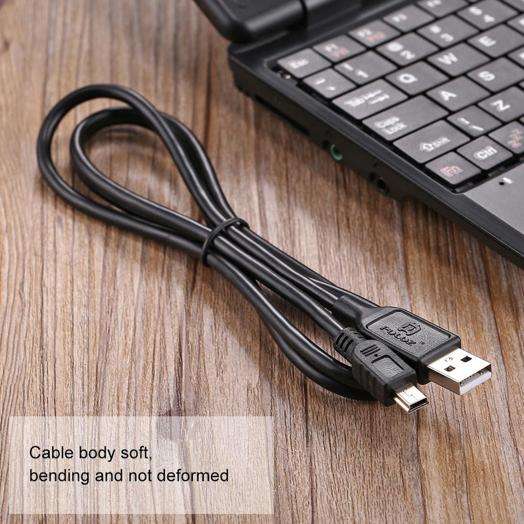 Black 1.5m USB to mini 5-pin type B sync cable for data transfer and charging — view 4