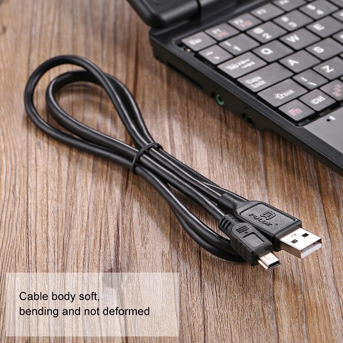 Black 1.5m USB to mini 5-pin type B sync cable for data transfer and charging — view 4