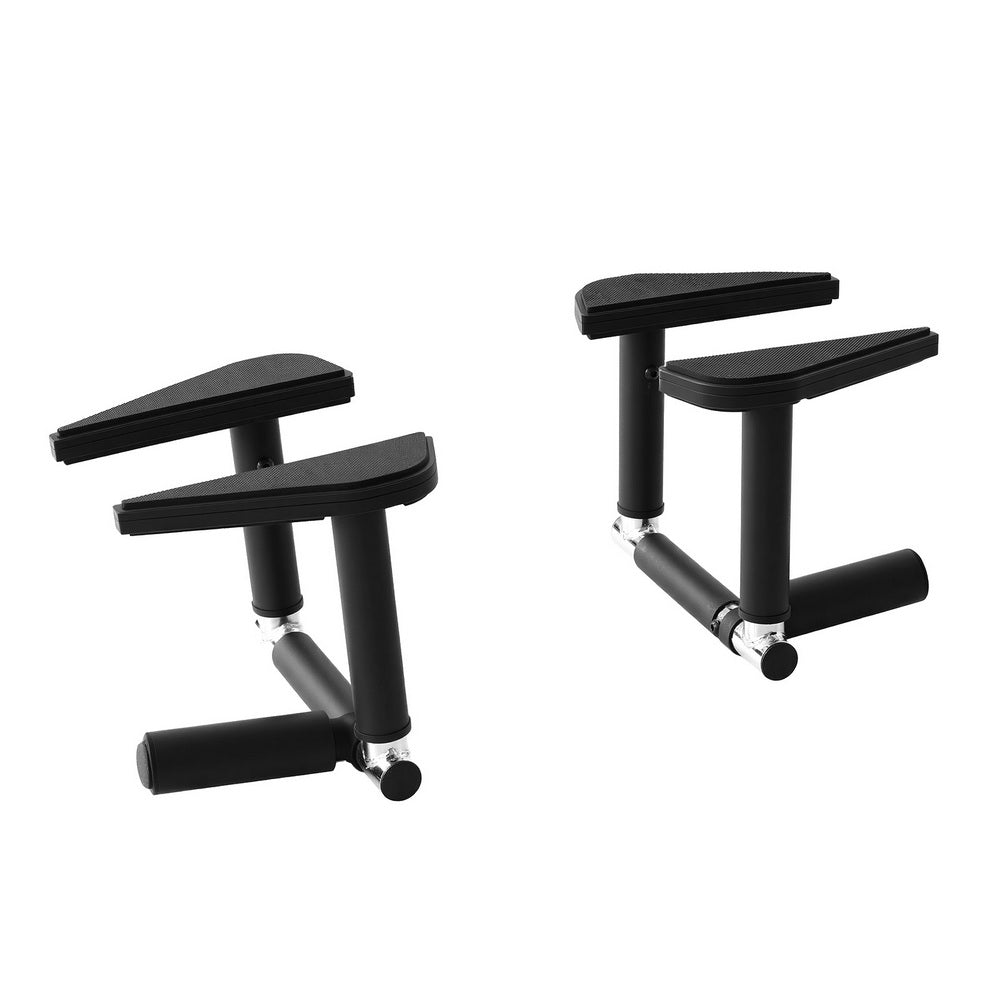 Black foldable dip station multi gym, carbon steel portable pull up bar set for home fitness