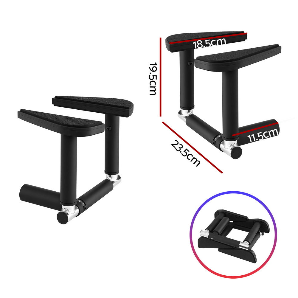 Black foldable dip station multi gym, carbon steel portable pull up bar set for home fitness — view 2