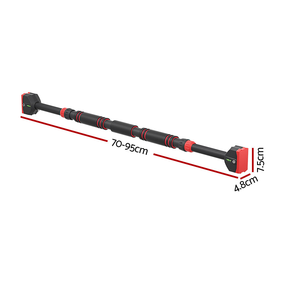 Adjustable steel doorway pull up bar with safety locks and balance meter for home workouts. — view 2