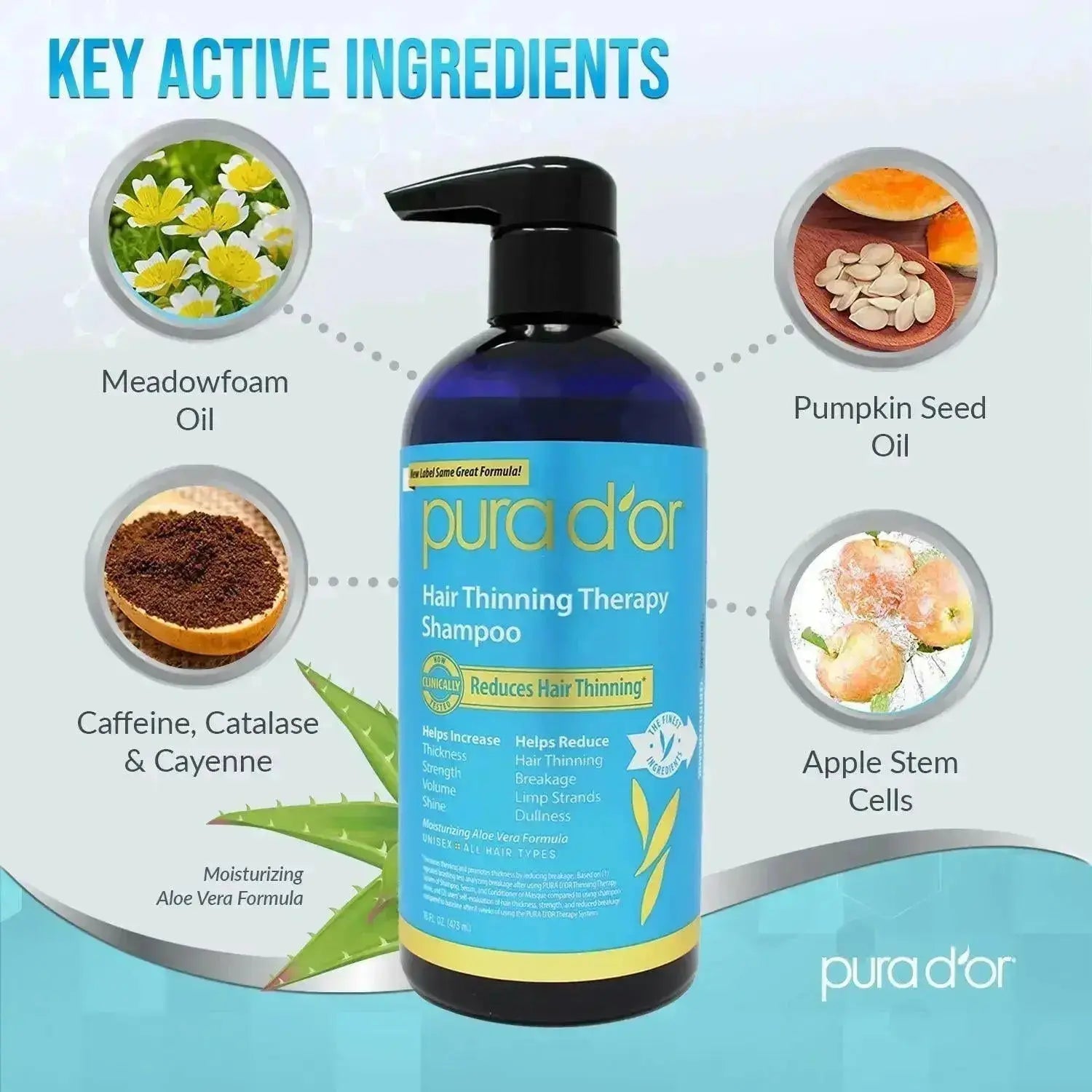 PURA D'OR Biotin Shampoo 473ml bottle for thicker hair and healthy scalp care — view 5