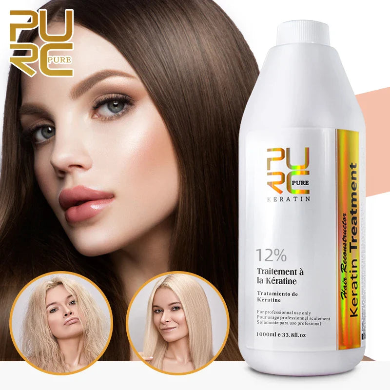 Brazilian keratin hair treatment 1000 ml bottle for straightening deep curly hair and frizz control