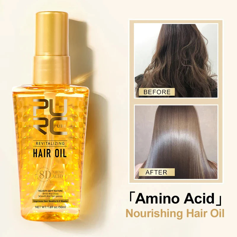 PURC Morocco Argan oil hair serum bottle with botanical extracts for dry frizzy hair treatment