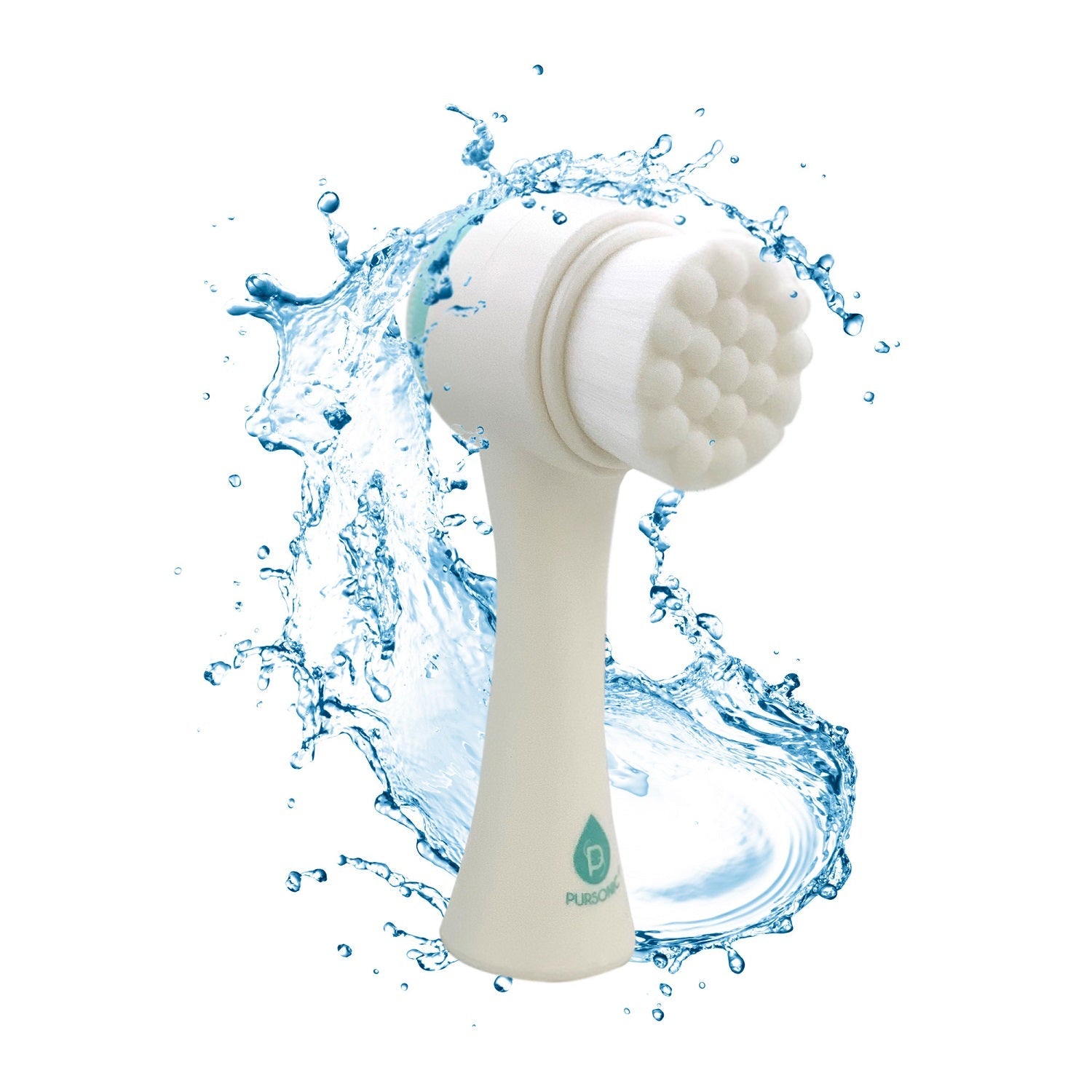 Dual sided facial cleansing brush in premium silicone with soft bristles and textured exfoliating pad — view 3