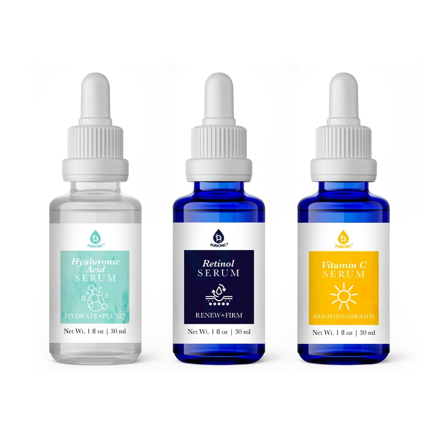 Anti-aging serum and lip oil set featuring three skincare bottles and three tinted lip glosses — view 5