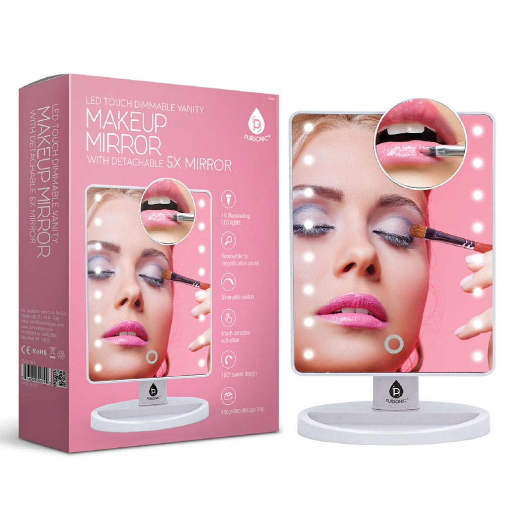 Pursonic 3-in-1 beauty grooming kit with white LED vanity mirror, facial trimmer, and eyelash curler — view 2