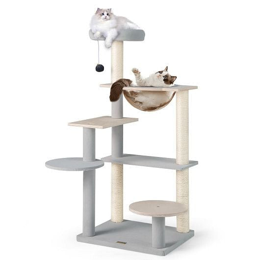 Modern 44-inch cat tree tower with transparent capsule, sisal posts, and a padded perch — view 5