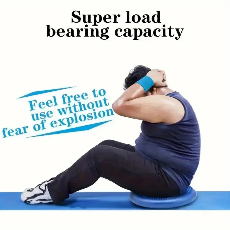 Blue PVC yoga balance pad cushion with textured surface for core strength and stability training — view 2