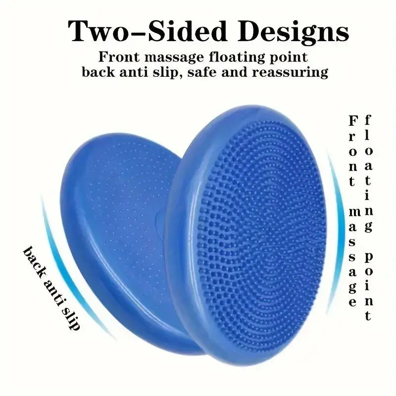 Blue PVC yoga balance pad cushion with textured surface for core strength and stability training — view 3