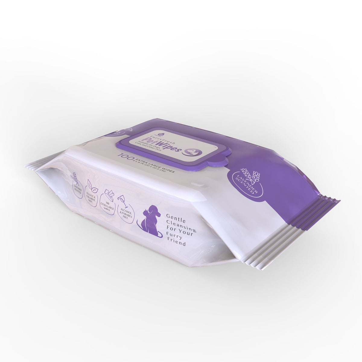 Furry Fresh Pet Wipes - Lavender Scented, 100 Extra Large Wipes-3