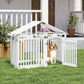 White 8-panel tall plastic indoor outdoor pet playpen with locking door for dogs and puppies