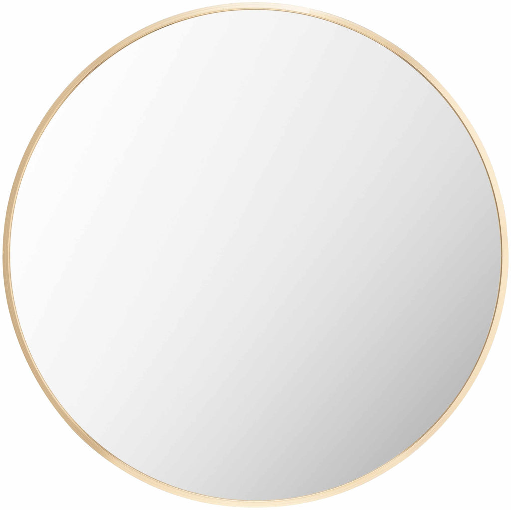 Pontalina round gold wall mirror with a contemporary aluminum frame for elegant modern home decor — view 4