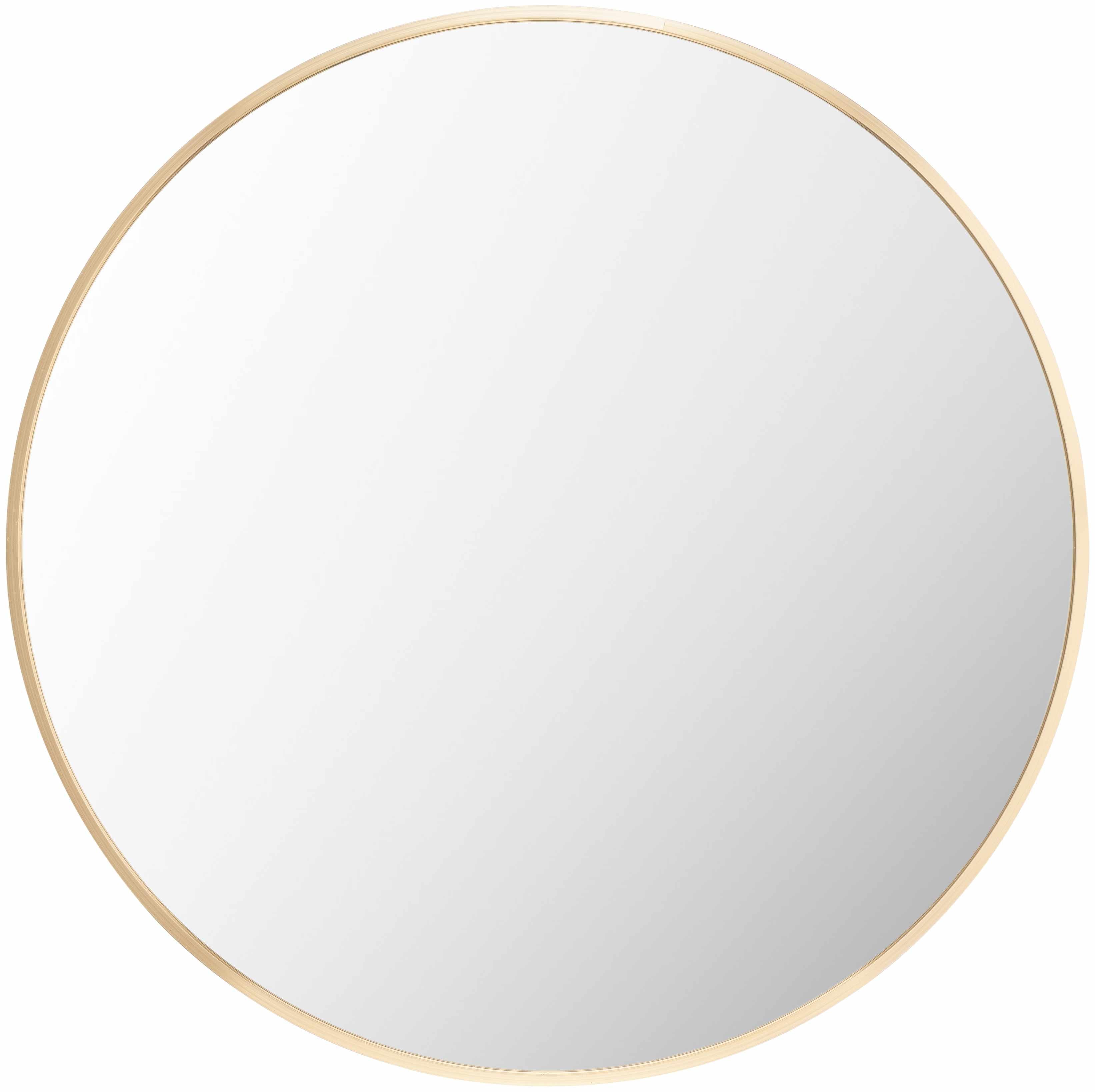Pontalina round gold wall mirror with a contemporary aluminum frame for elegant modern home decor — view 4