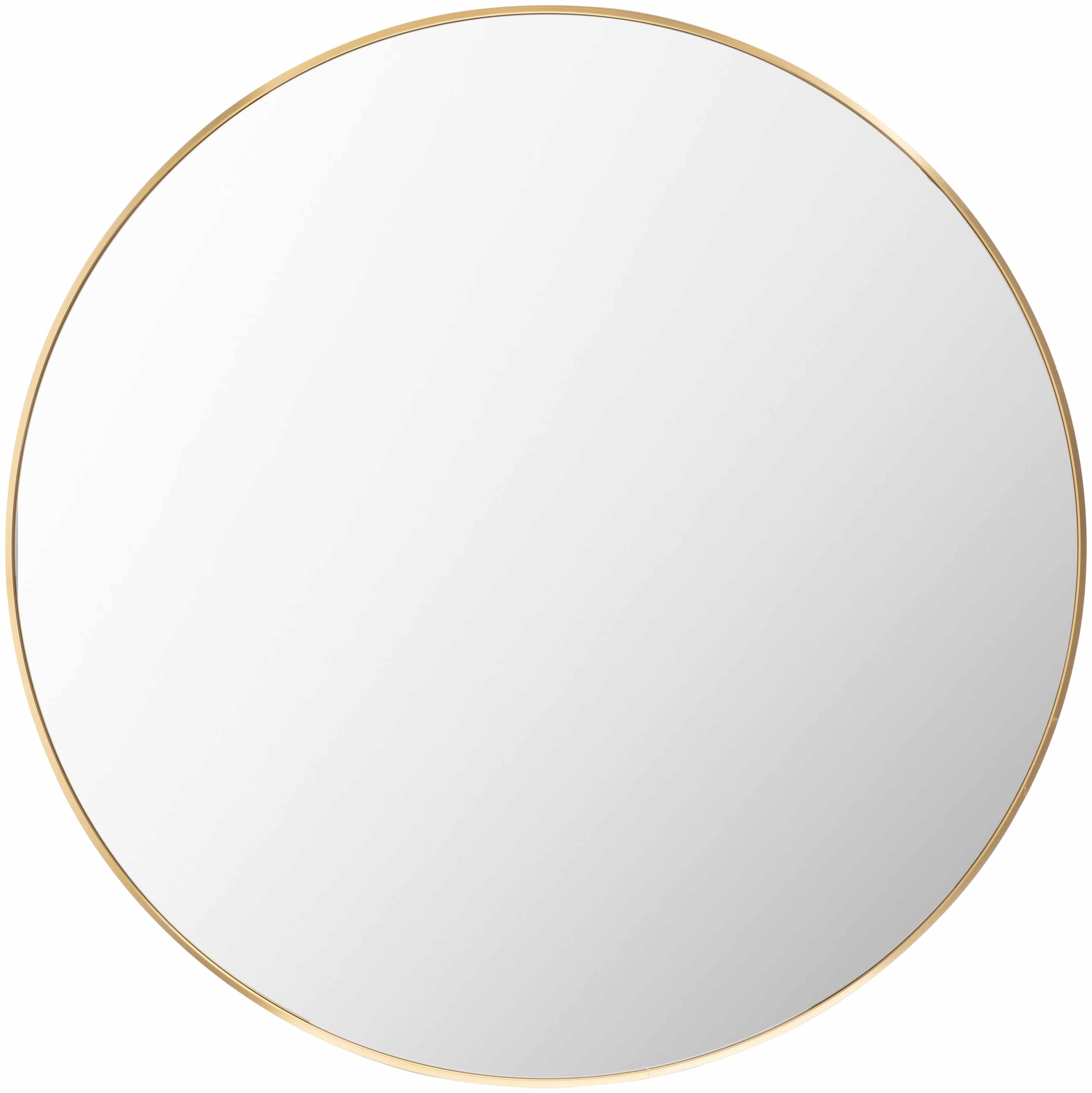 Pontalina round gold wall mirror with a contemporary aluminum frame for elegant modern home decor — view 3
