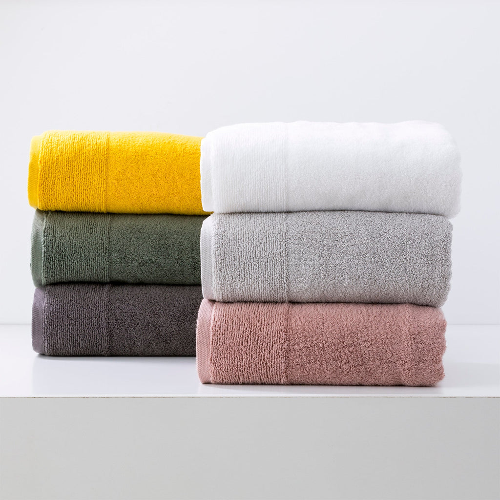 Crisp snow white Aireys quick dry bath towel set showing plush zero twist cotton material — view 3