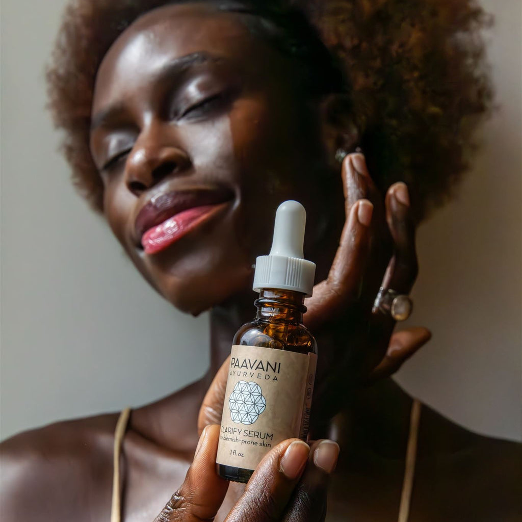 Clarify Ayurvedic face serum for blemish-prone skin in an amber glass dropper bottle — view 5