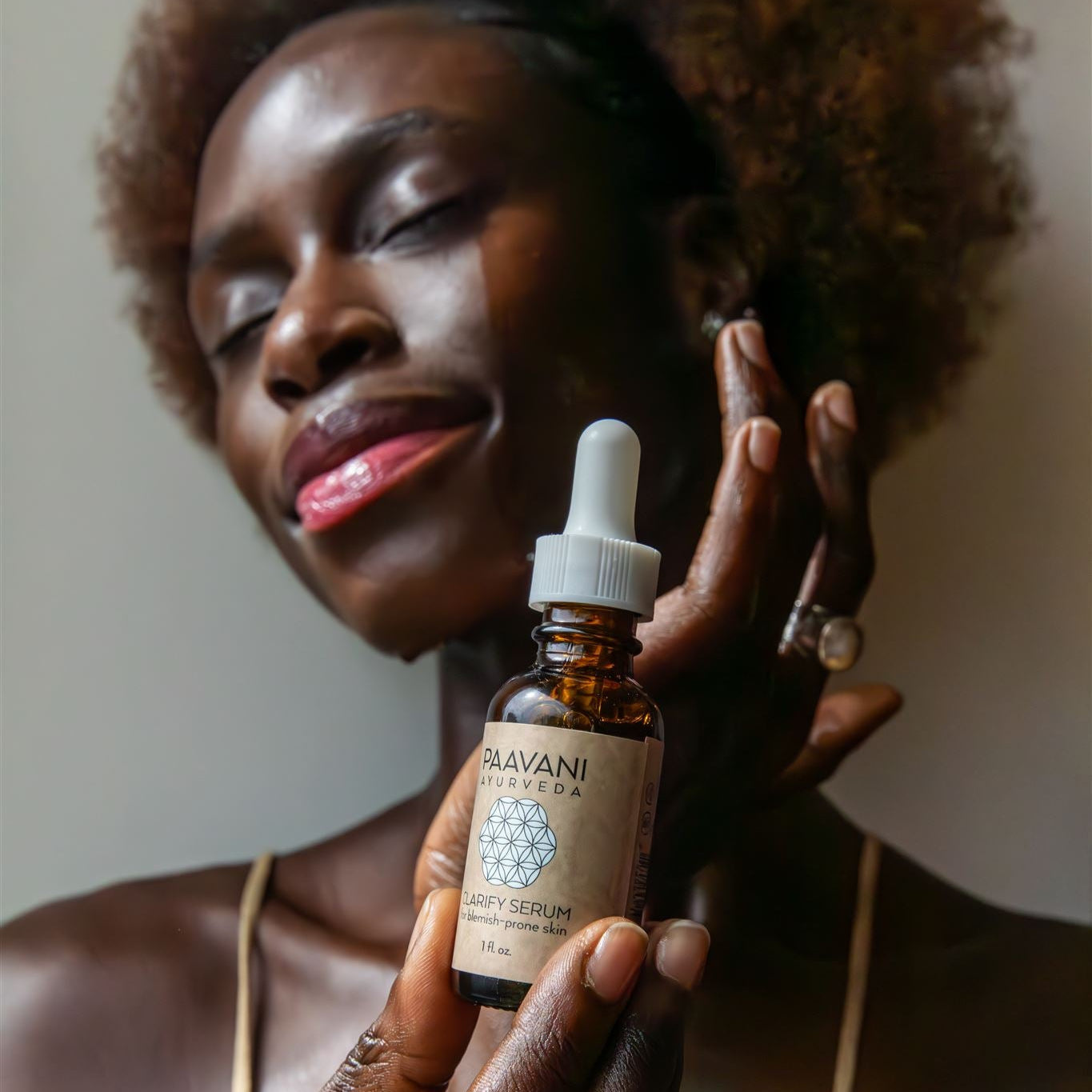 Clarify Ayurvedic face serum for blemish-prone skin in an amber glass dropper bottle — view 5