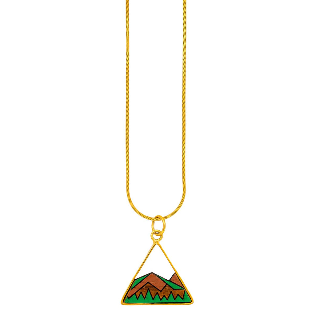 Hill Eco-friendly Recycled Wood Gold Necklace-1