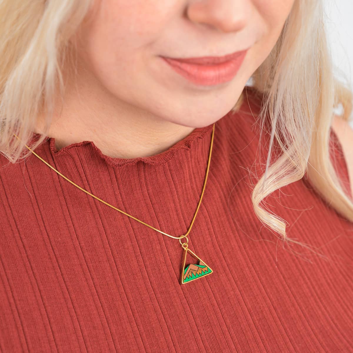 Hill Eco-friendly Recycled Wood Gold Necklace-0