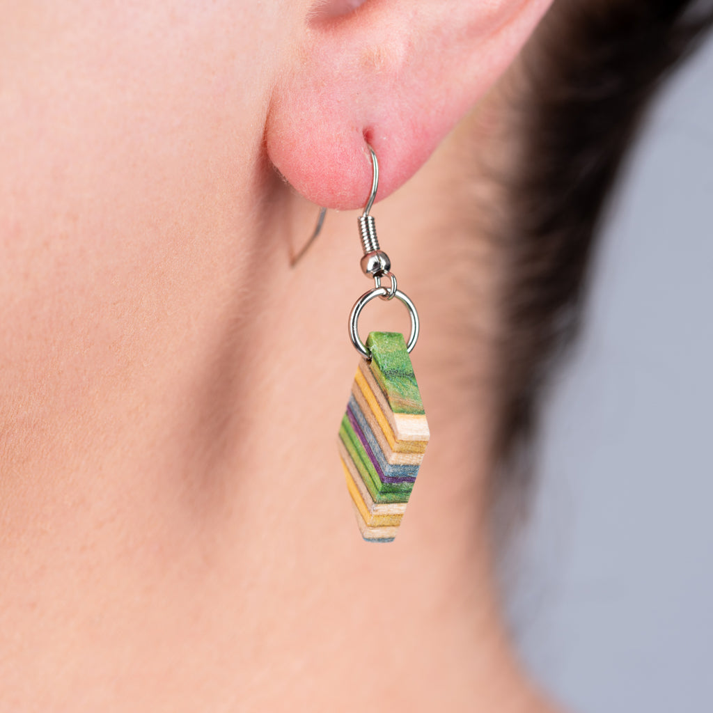 Kite Recycled Skateboard Dangle Earrings-0
