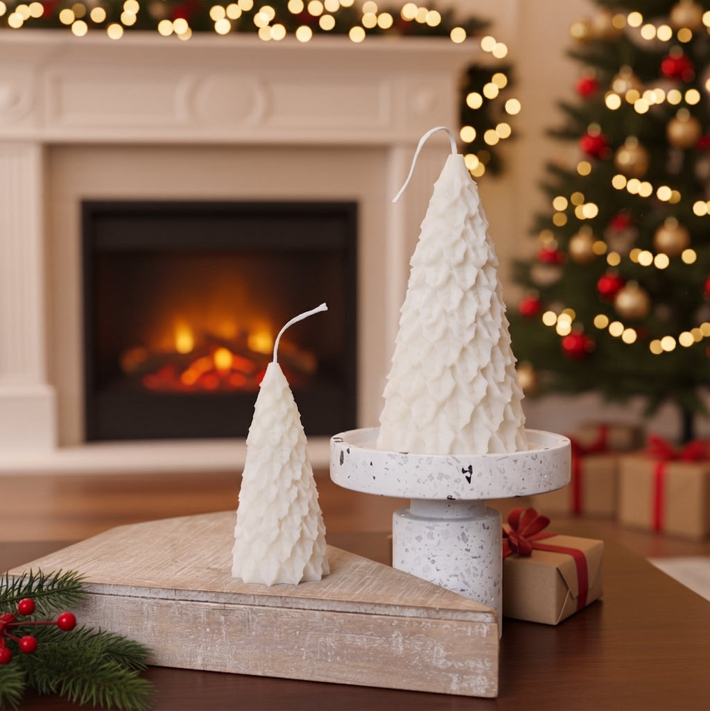 Christmas Pine Tree Candles | Sculptural Soy Wax Holiday Decor-3