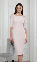 Pale pink lace embellished shoulder mother of the bride dress-2