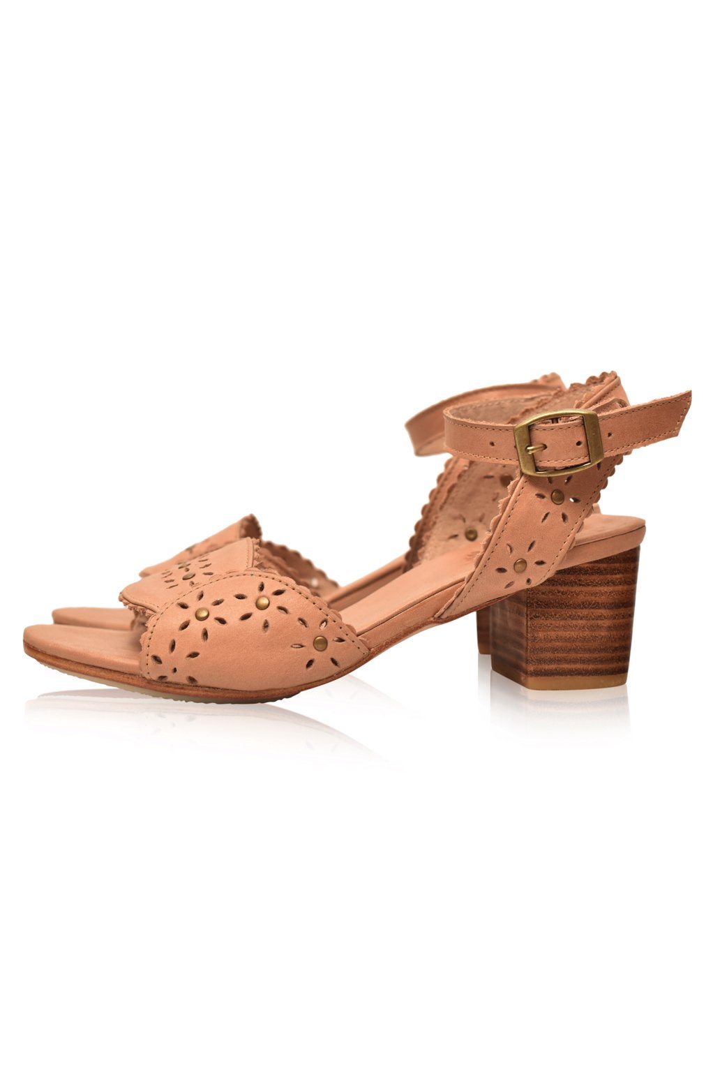 Paloma Scalloped Leather Heel Sandals-1