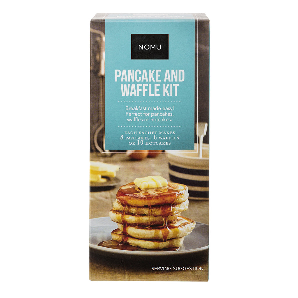 NOMU pancake and waffle baking kit package, premium 300g dry mix for easy gourmet breakfasts