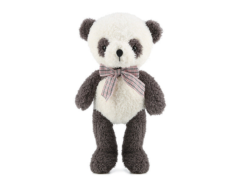 Cute black and white panda teddy bear plush toy made of soft huggable cotton fabric — view 2