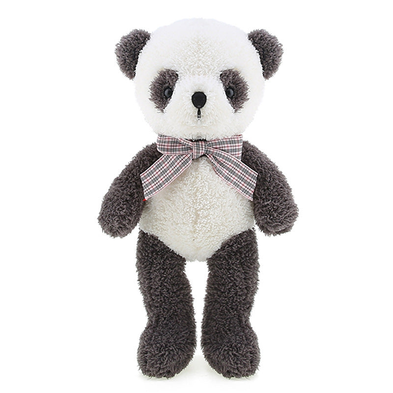 Cute black and white panda teddy bear plush toy made of soft huggable cotton fabric — view 5