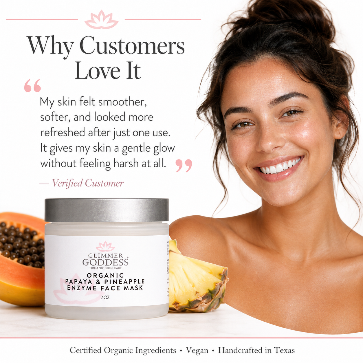 Organic papaya and pineapple enzyme face mask jar for gentle sensitive skin exfoliation and brightening — view 3
