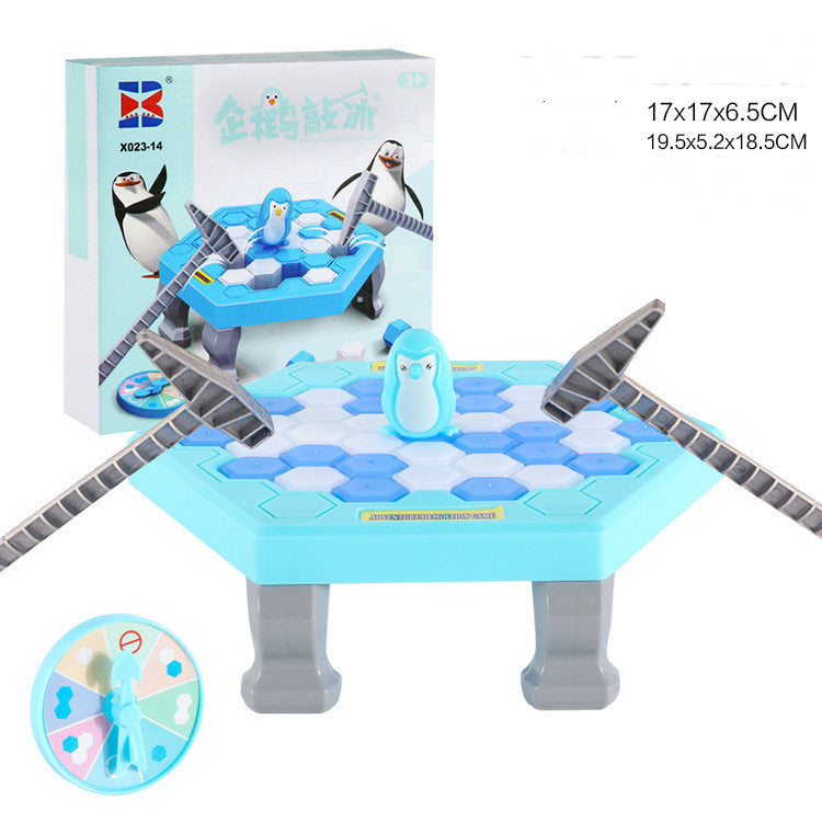 Penguin ice-breaking board game with plastic ice blocks and a cute fat penguin figure — view 2