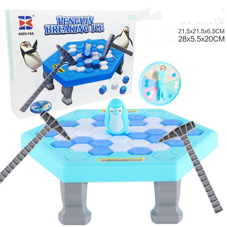 Penguin ice-breaking board game with plastic ice blocks and a cute fat penguin figure — view 3