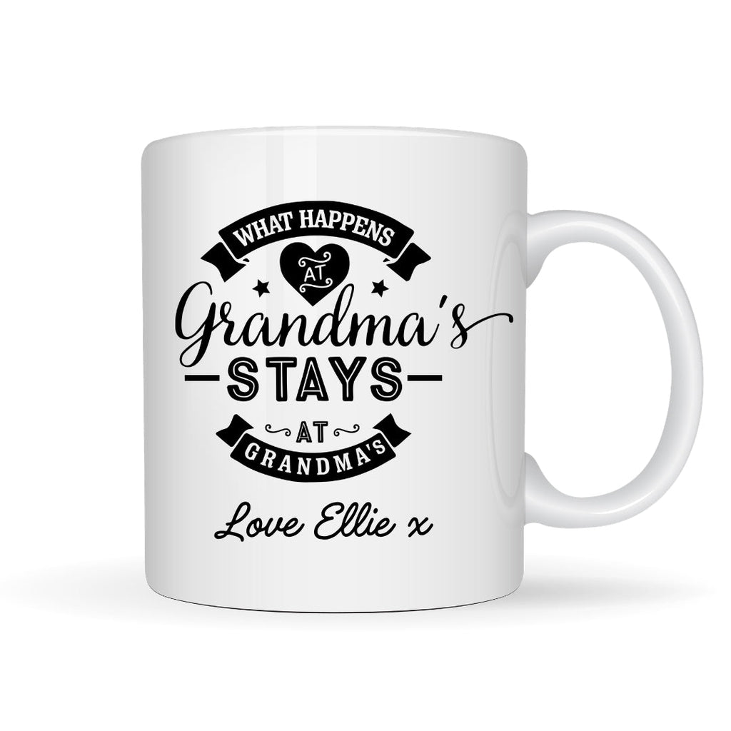 Personalised Grandma's house funny ceramic mug with custom grandchildren names printed on white double-sided design — view 2