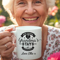 Personalised Grandma's house funny ceramic mug with custom grandchildren names printed on white double-sided design