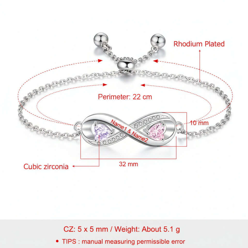 Personalized copper birthstone bracelet with custom engraved nameplate and sparkling gemstone — view 2