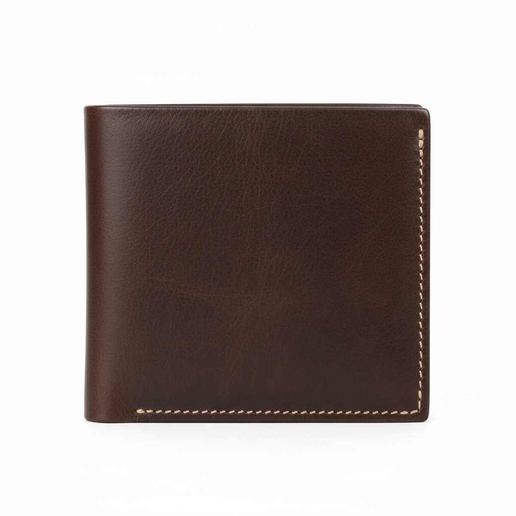 Personalized men's PU leather wallet featuring a custom engraved memorial photograph on the front