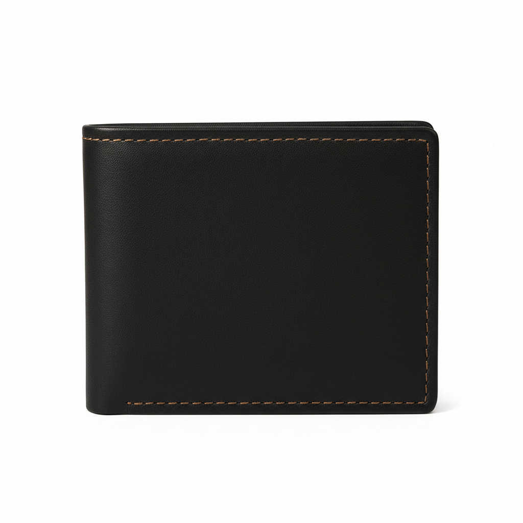 Personalized men's PU leather wallet featuring a custom engraved memorial photograph on the front — view 2