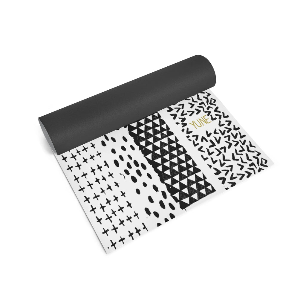 Jagger Yoga Mat with bold graphic print, unrolled flat on a studio floor — view 3