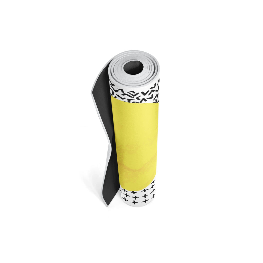 Jagger Yoga Mat with bold graphic print, unrolled flat on a studio floor — view 5