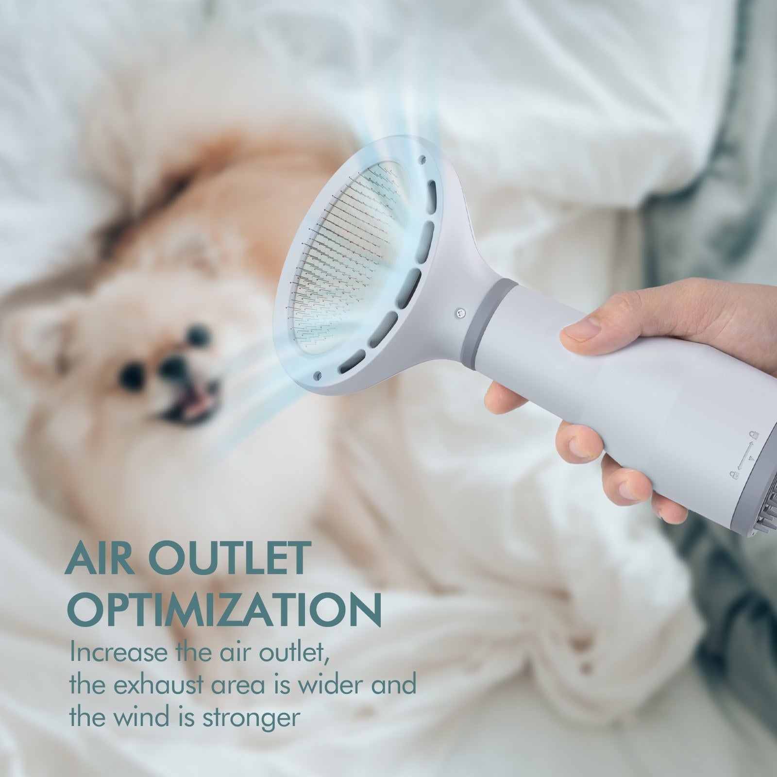 2-in-1 pet hair dryer and slicker brush grooming tool with stainless steel bristle comb