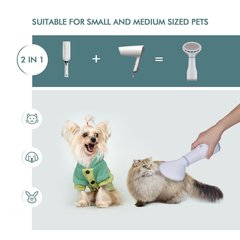 2-in-1 pet hair dryer and slicker brush grooming tool with stainless steel bristle comb — view 3