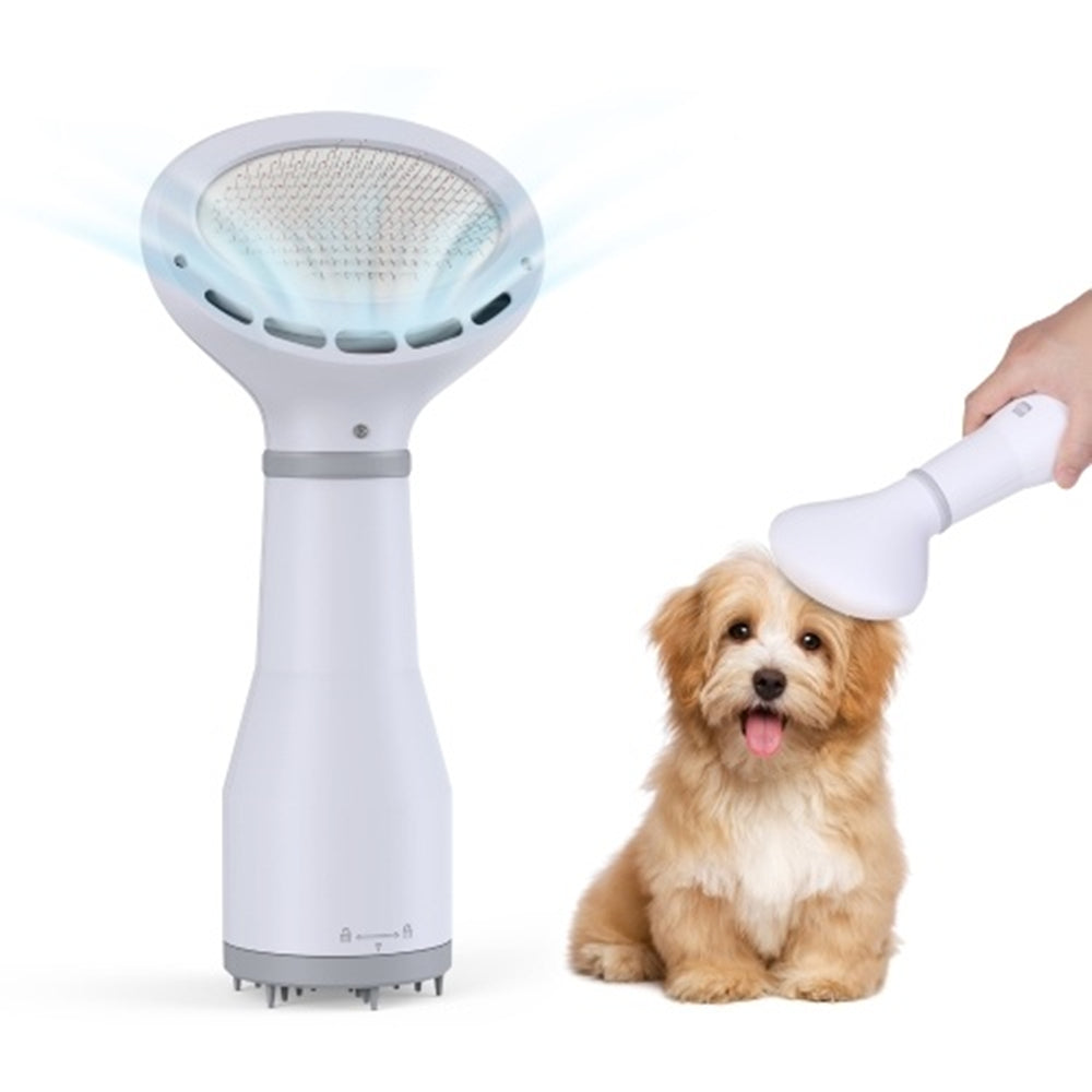 2-in-1 pet hair dryer and slicker brush grooming tool with stainless steel bristle comb — view 4