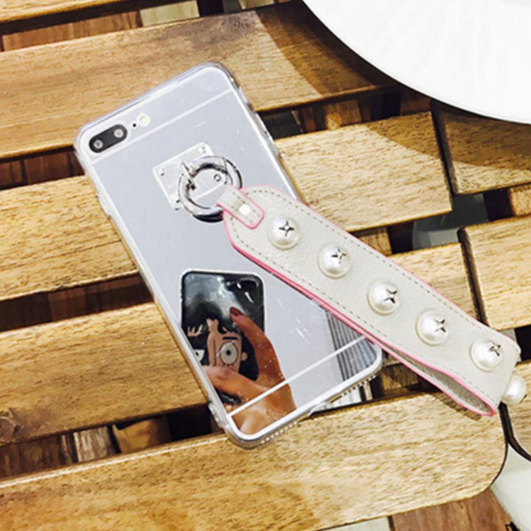 Luxury silver mirror back iPhone case featuring a durable and shockproof hard shell exterior design — view 3