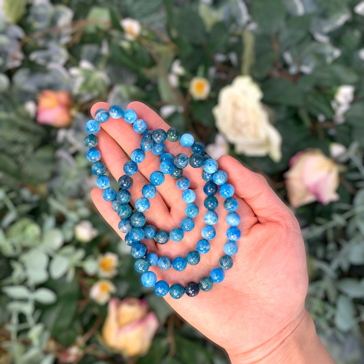 Blue Apatite Beaded Crystal Bracelet-2